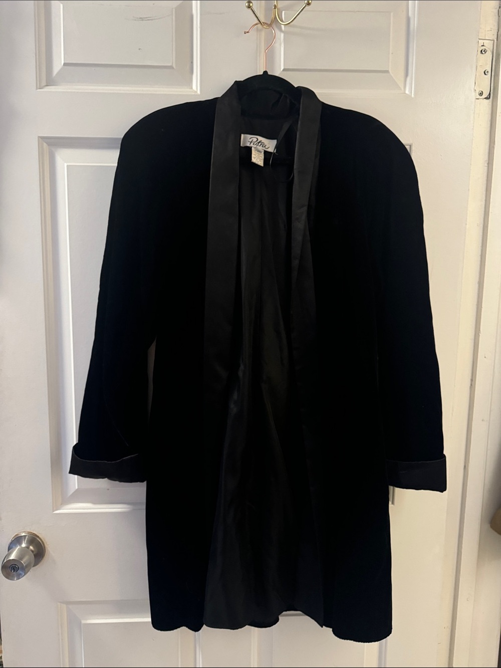 PATRA Velvet Open Front Evening Jacket/Opera Coat with Satin Lapel size Large